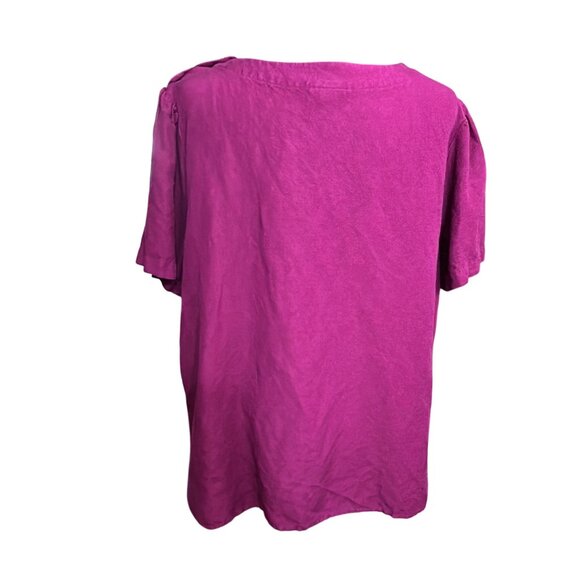 Ava & Viv Shirt Women 1X Pink Linen Blend Short Sleeve Pullover Blouse - Picture 4 of 9